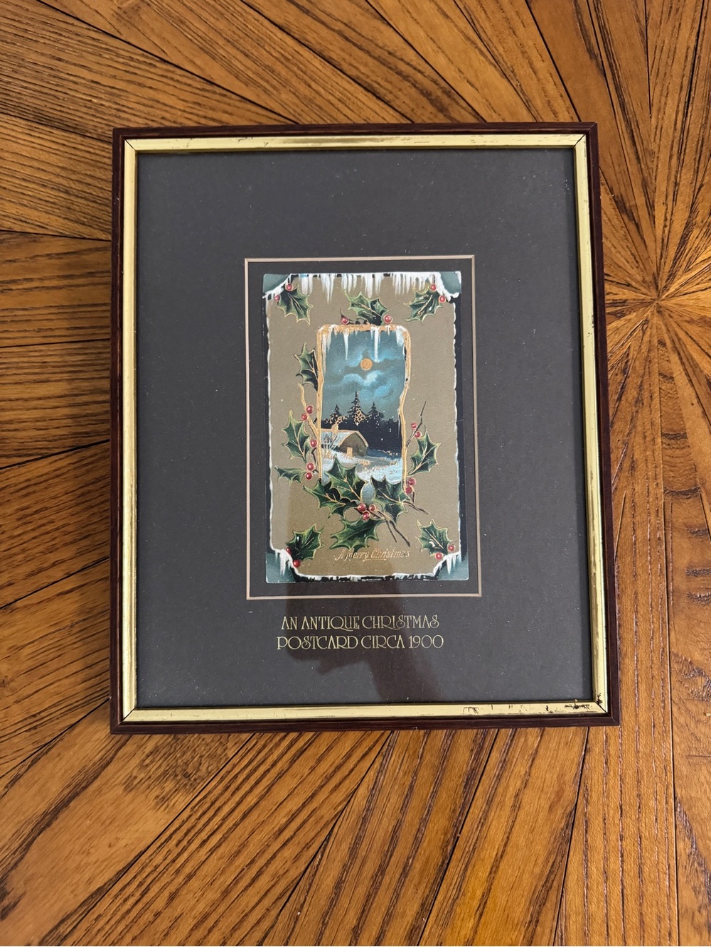 Framed Antique Christmas Postcard Circa 1900 from England